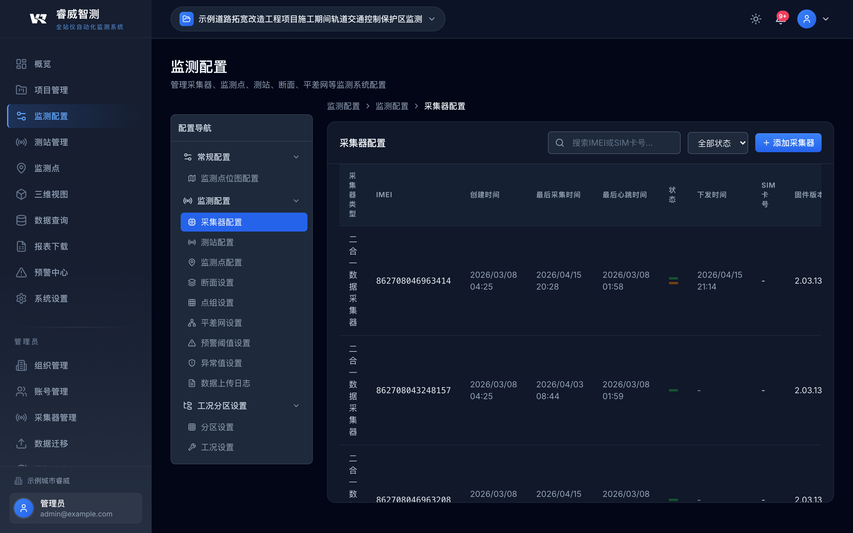 监测配置 - RAILWISE